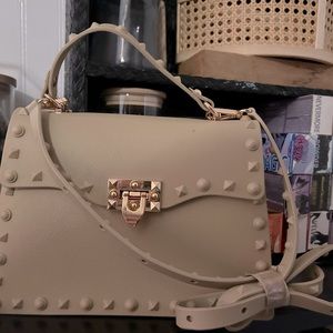 Studded cream purse